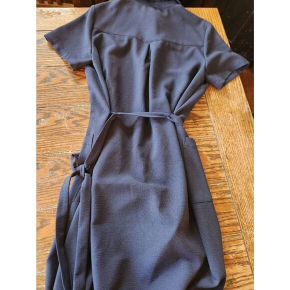 RACHEL PARCELL Navy Peacoat Navy Blue Collared Front Button Short Sleeves High-L - Picture 5 of 5